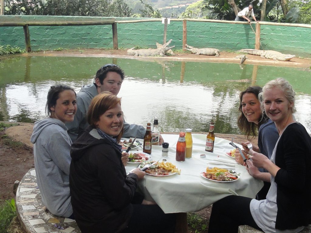 Eating Crocodile at Croc and Snake Park Kwa Zulu Natal South Africa